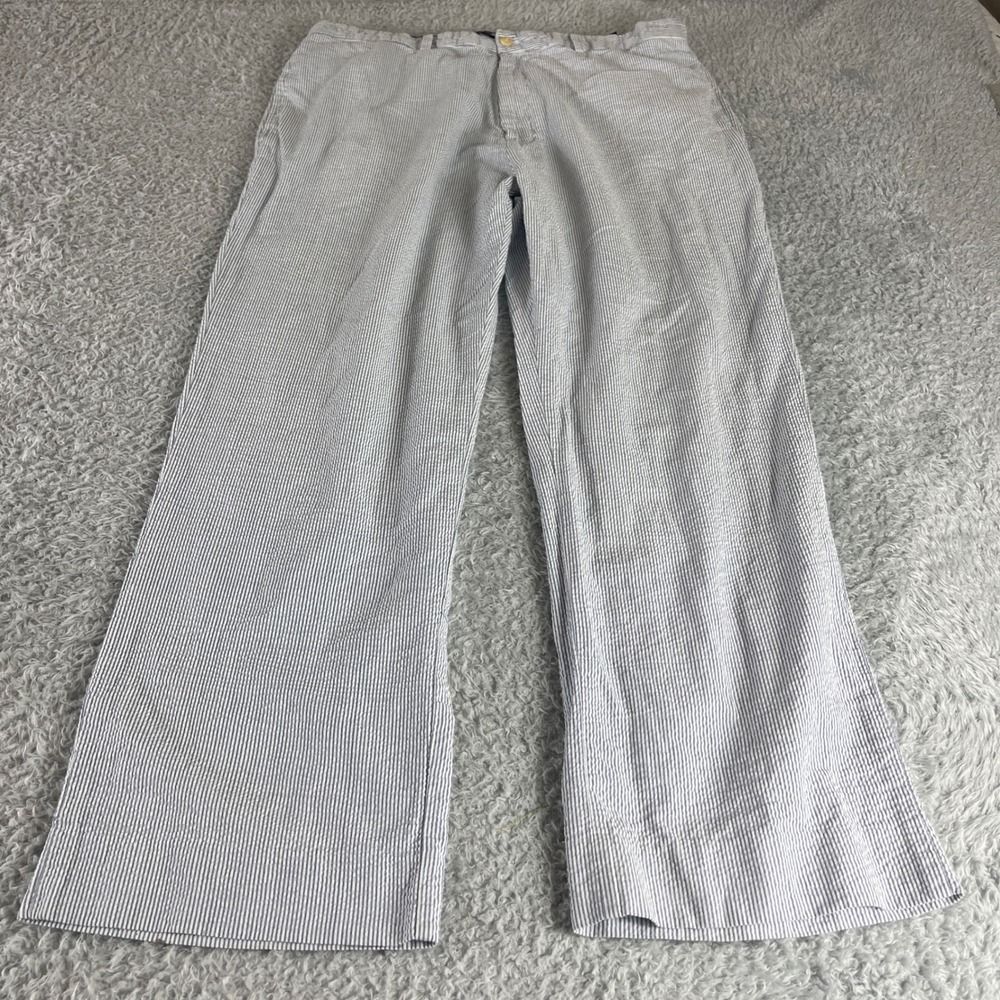 Vineyard Vines Mens Blue White Seersucker Striped Cotton Pants 36 x 31
